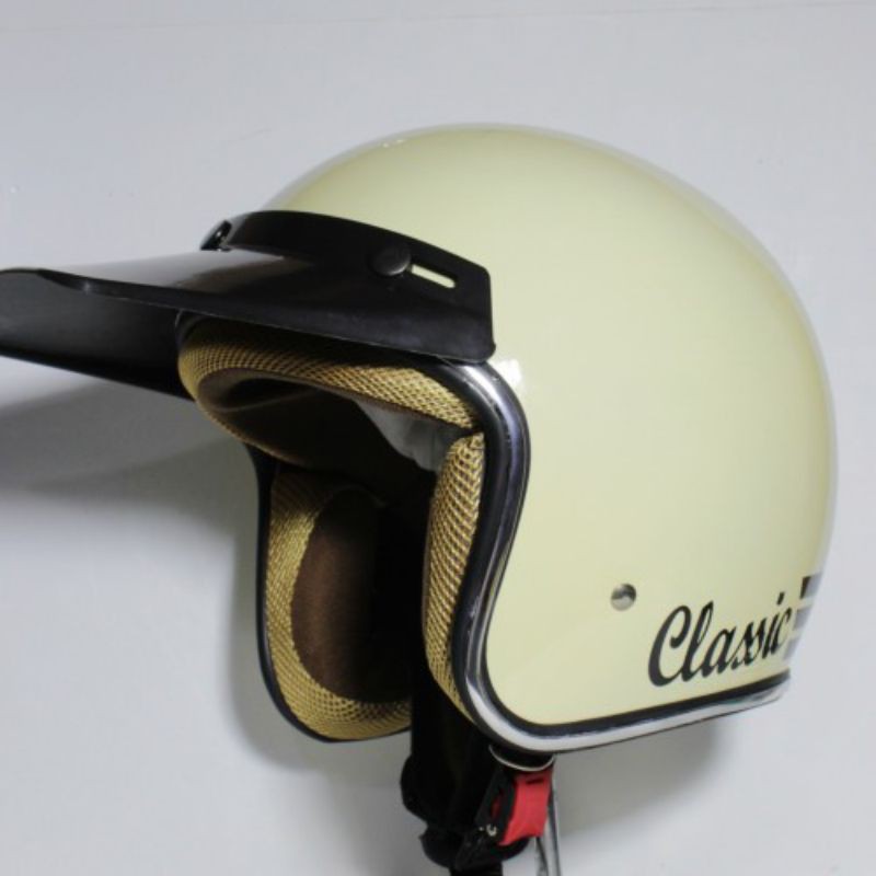 Helm Bogo Retro Dewasa Tulisan Classic Tanpa Kaca