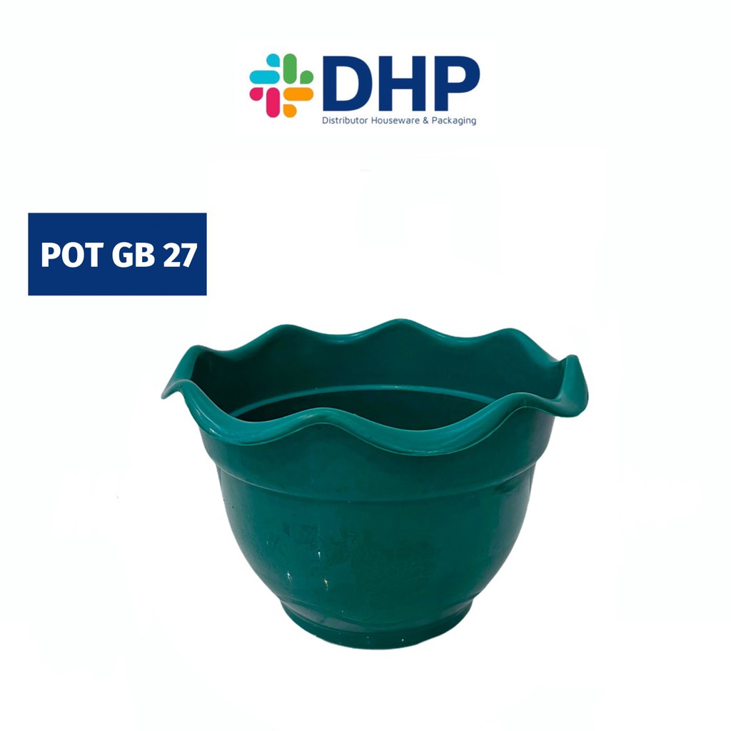 Pot GABY 27 (D : 26cm) Putih Motif Kembang Bunga Plastik Hias Tanaman