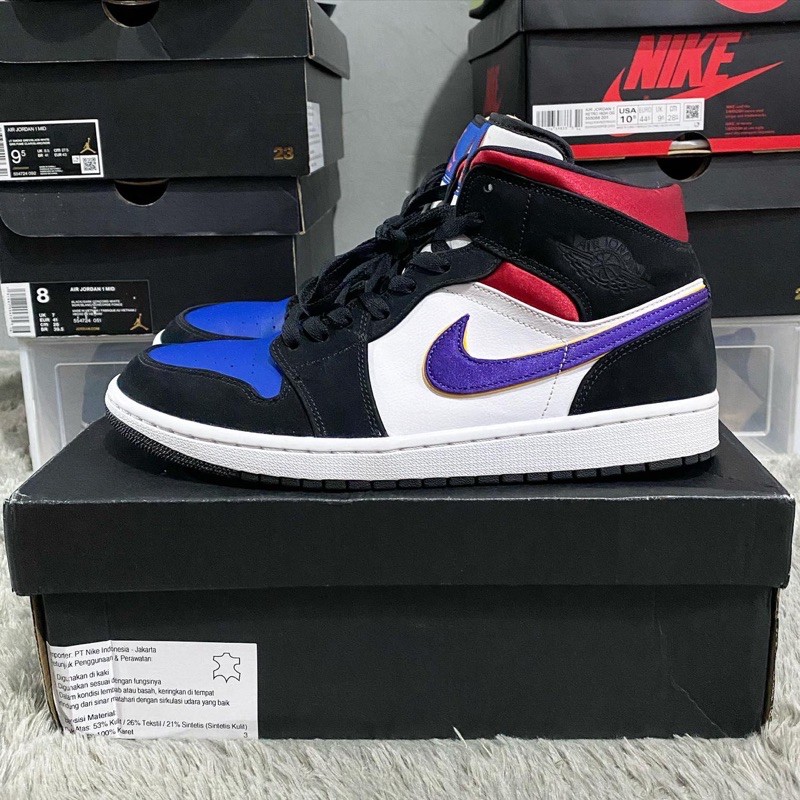 NIKE AIR JORDAN 1 MID TOP 3 LAKERS *100% ORIGINAL