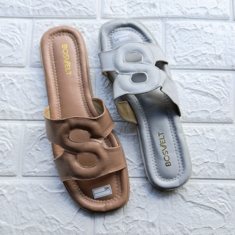 sandal wanita bosvelt teplek model mirip buttonscarves