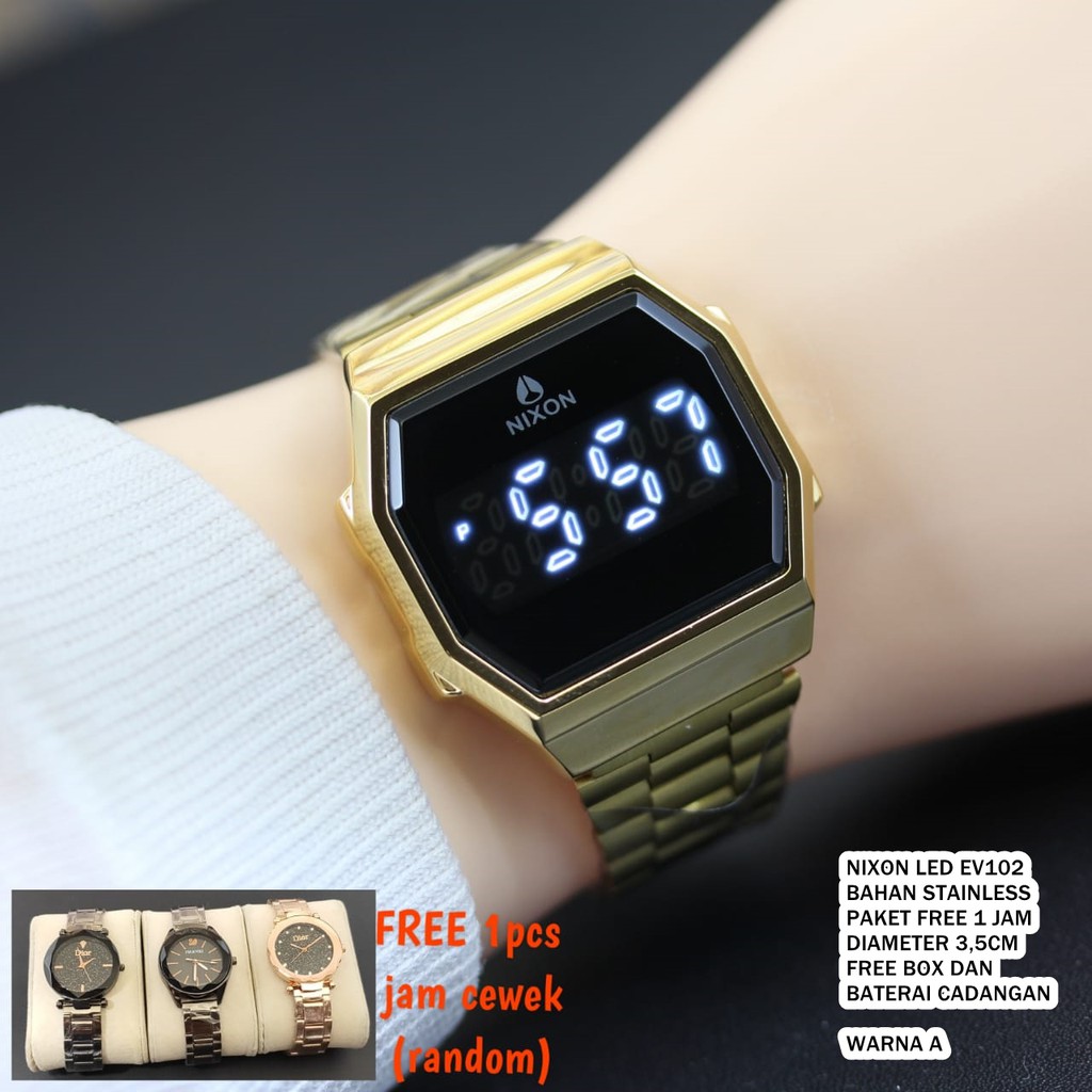 Jam tangan wanita nixon led EV102 rantai/jam tangan nixon digital rantai paket free 1 jam fashion