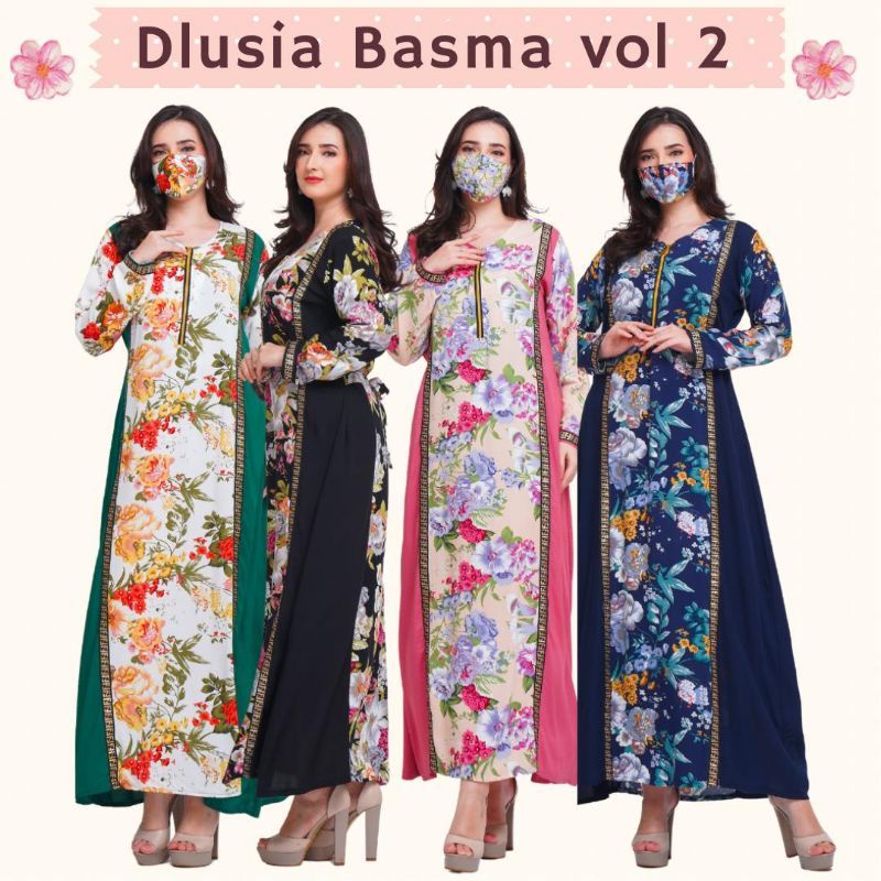 DLUSIA BASMA DRESS - ORIGINAL DASTER ARAB DLUSIA - FREE ONGKIR - GAMIS KATUN LENGAN PANJANG