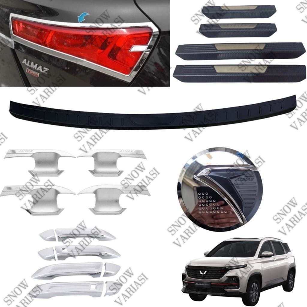 Paket Garnish Outer Handle Tank Cover Sillplate Wuling Almaz Hitam Chrome