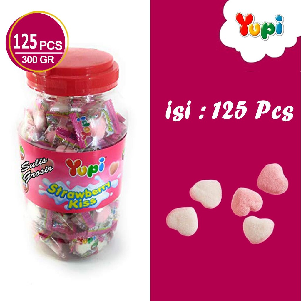 

Permen Yupi Strawberry Kiss Kemasan Toples Netto 300 gr