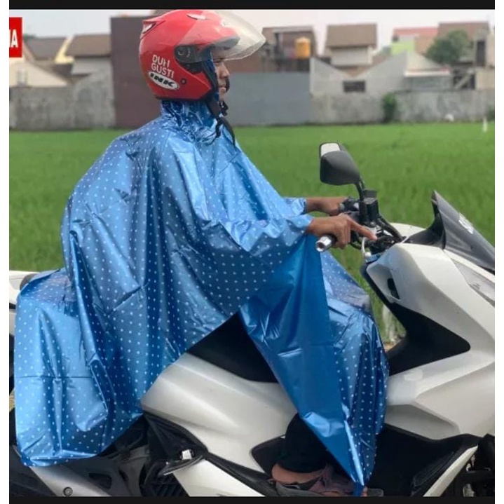 Jas Hujan Ponco Polkadot Kelelawar Raincoat Poncho Dewasa