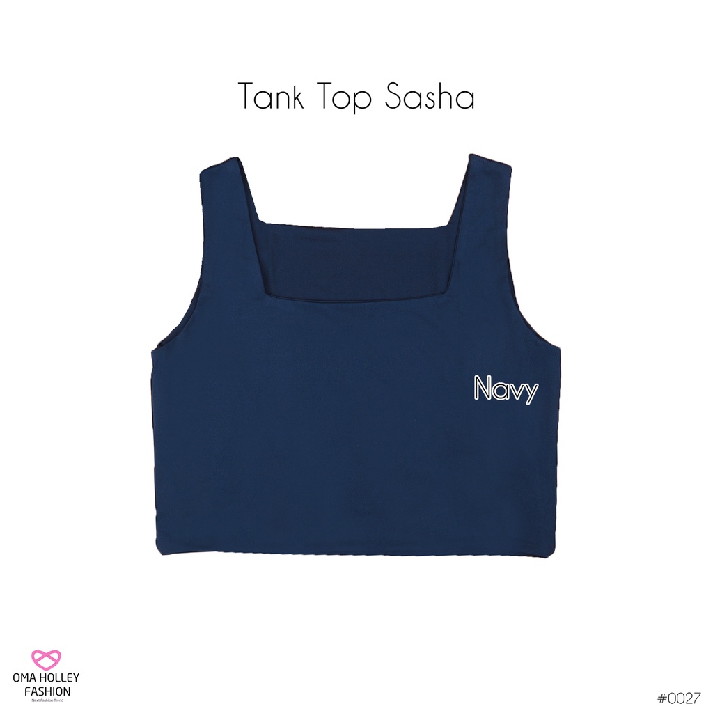 (COD) OH Fashion Tanktop Sasha Korea Bahu Lebar Wanita #0027 (Part 1)-Navy