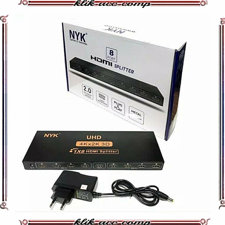 NYK HDMI Splitter 8 port spliter 8port - NYK-HD-SP108V20