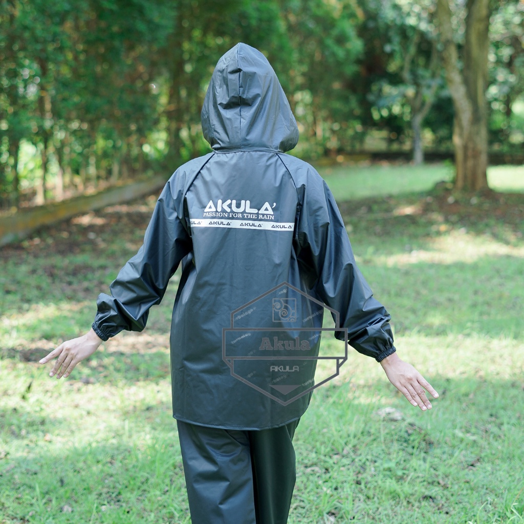 Jas Hujan AKULA Pria Wanita Dewasa Setelan Jaket Celana Tebal Berkualitas Anti Rembes
