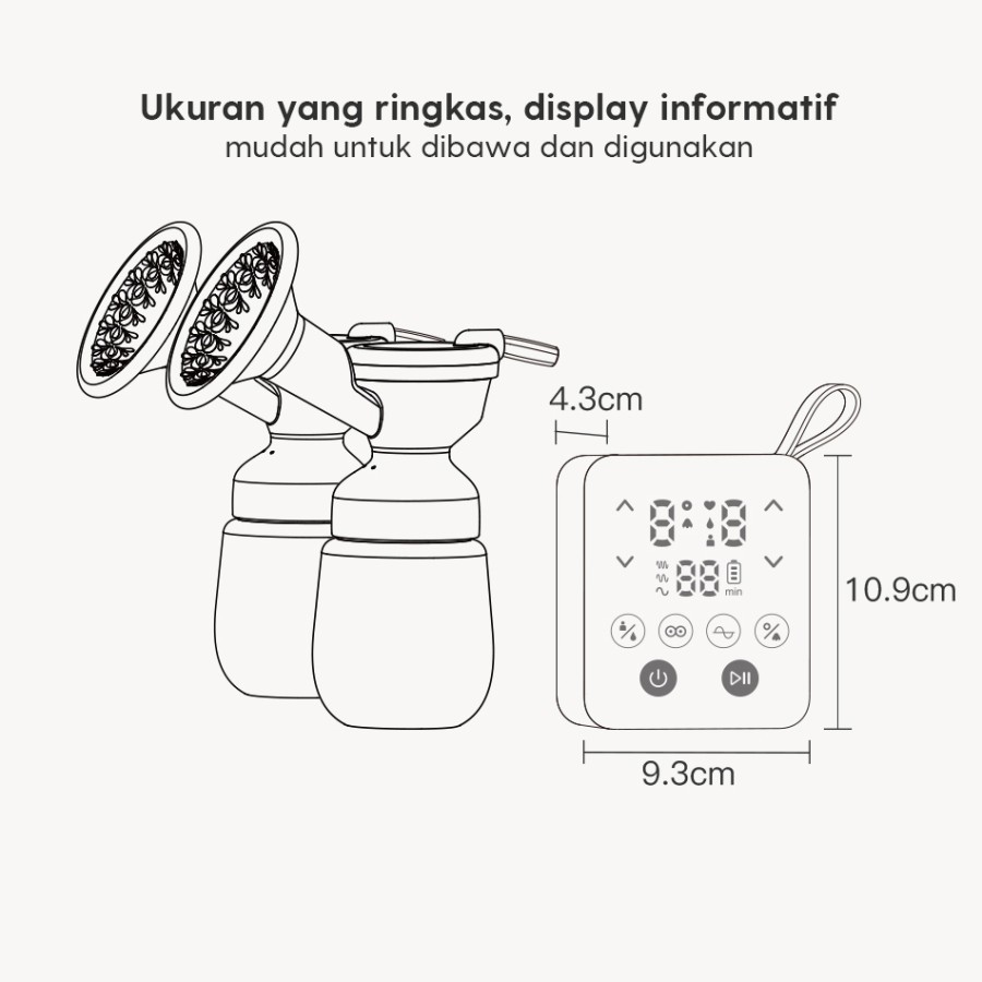 Boboduck Double Electric Breast Pump Dual Pompa Asi - 9 Level