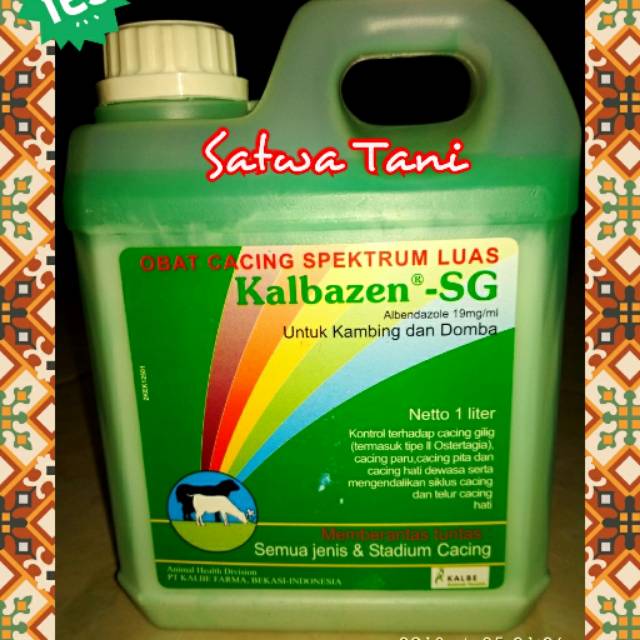 KALBAZEN-SG ASLI  (obat cacing ampuh domba dan kambing) 1 liter