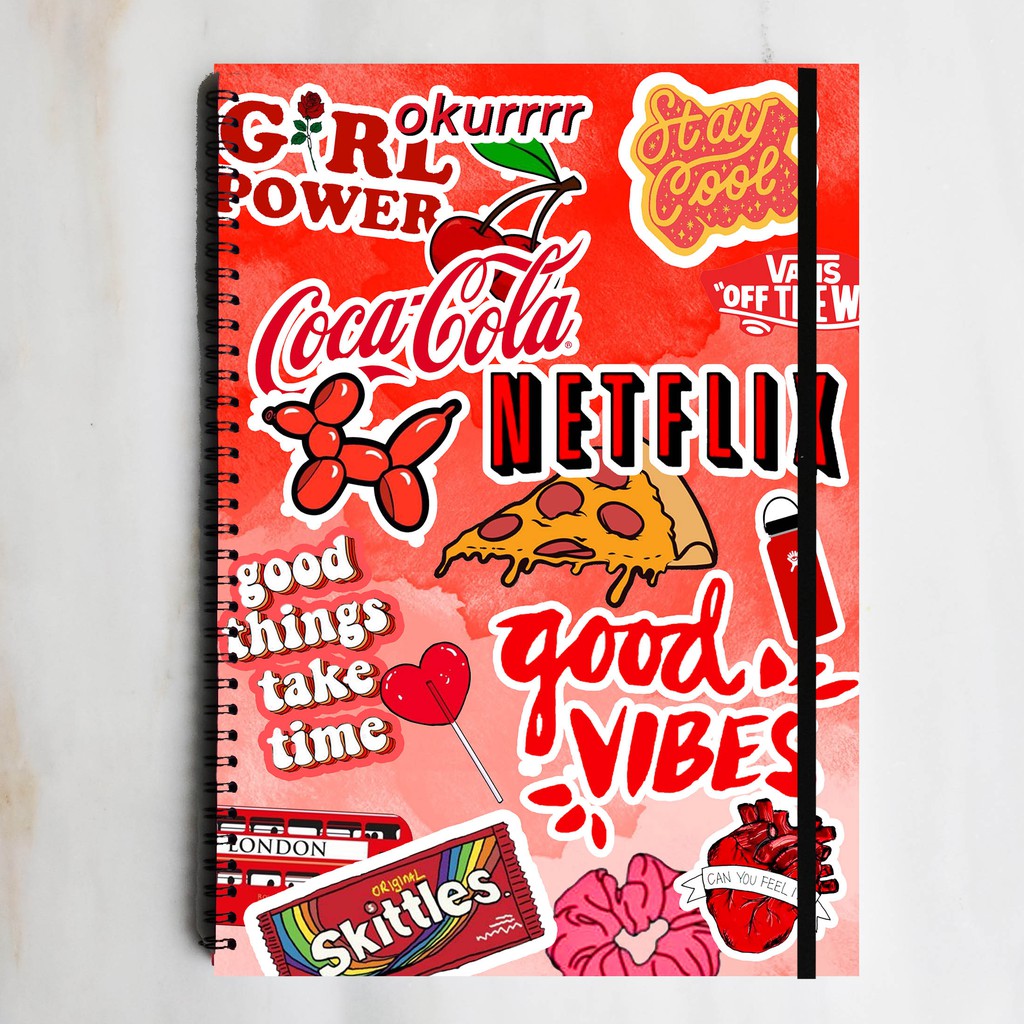 

VSCO STICKERS RED Spiral Ruled Notebook Diary Journal Buku Tulis Catatan Sekolah Kuliah