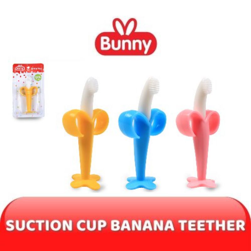 ADT8119 LustyBunny Suction Banana Teether Toothbrush | Chewy Toy Lusty Bunny