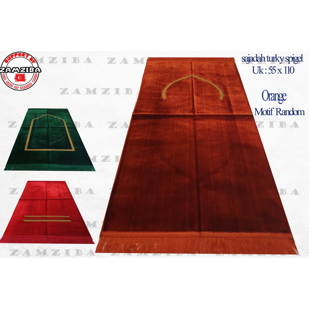 Sajadah Turkey Polos Midi Perlengkapan Sholat By Zamziba ORANGE