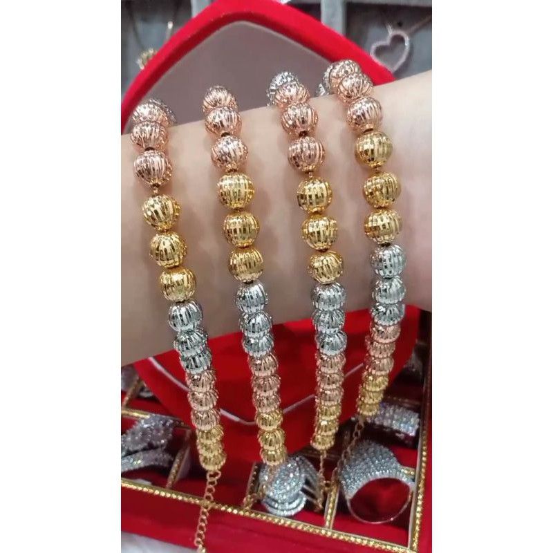 (Anti Karat) GELANG BOLA MIX WARNA LAPIS EMAS 18K