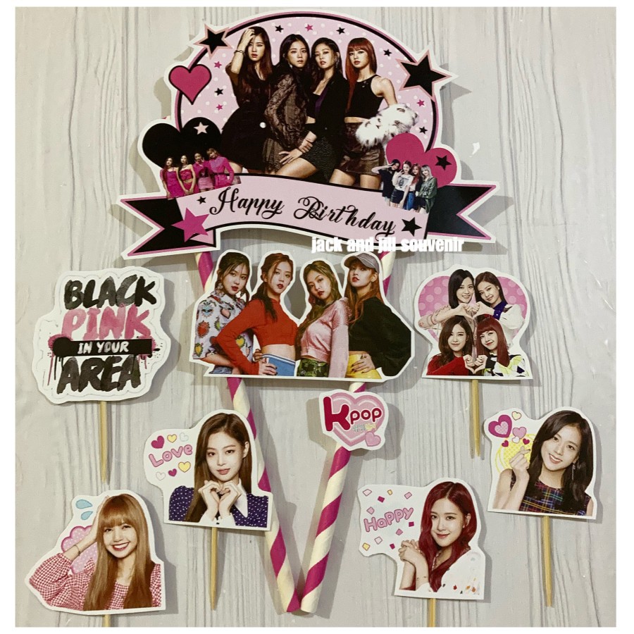 cake topper blackpink - banner topper cake - tusukan kue - hiasan kue ultah