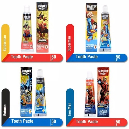 Master Kids Toothpaste 50GR BATMAN/SPIDERMAN/SUPERMAN/BUMBLEBEE/OPTIMUS PRIME