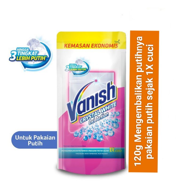 Vanish CRYSTAL WHITE OXI ACTION PENGHILANG NODA MEMBANDEL PADA PAKAIAN  Netto 120g