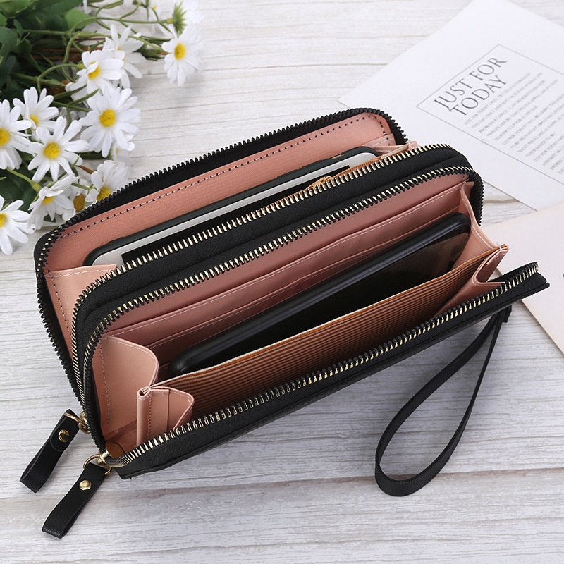 DOMPET WANITA 2 RESLETING PESTA IMPORT MURAH KULIT HITAM MUNICH WA333B5 PREMIUM KEKINIAN SLOT KARTU UANG BATAM KOREA