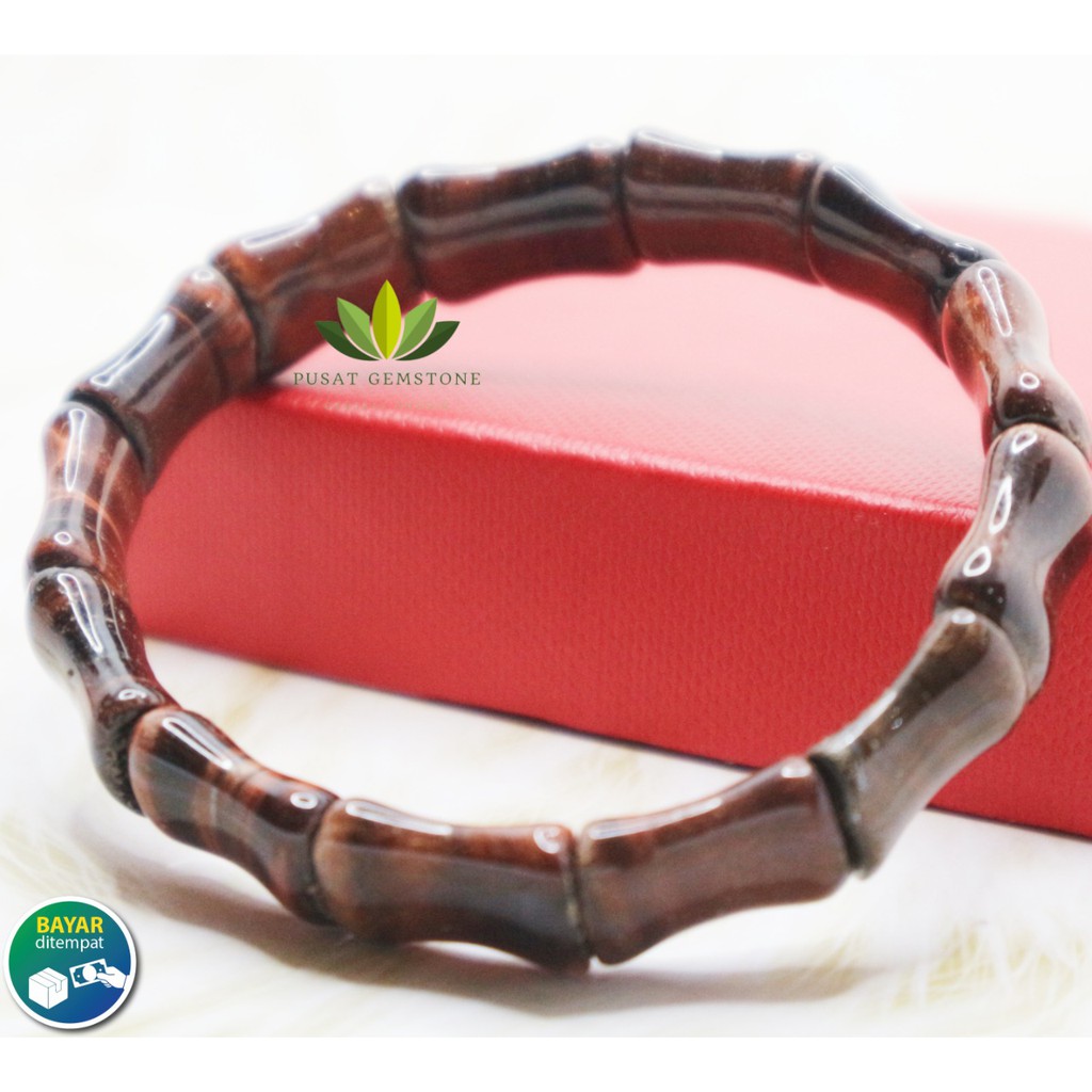Gelang Red Tiger Eye Model Bambu