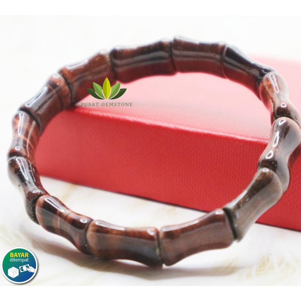 Gelang Red Tiger Eye Model Bambu