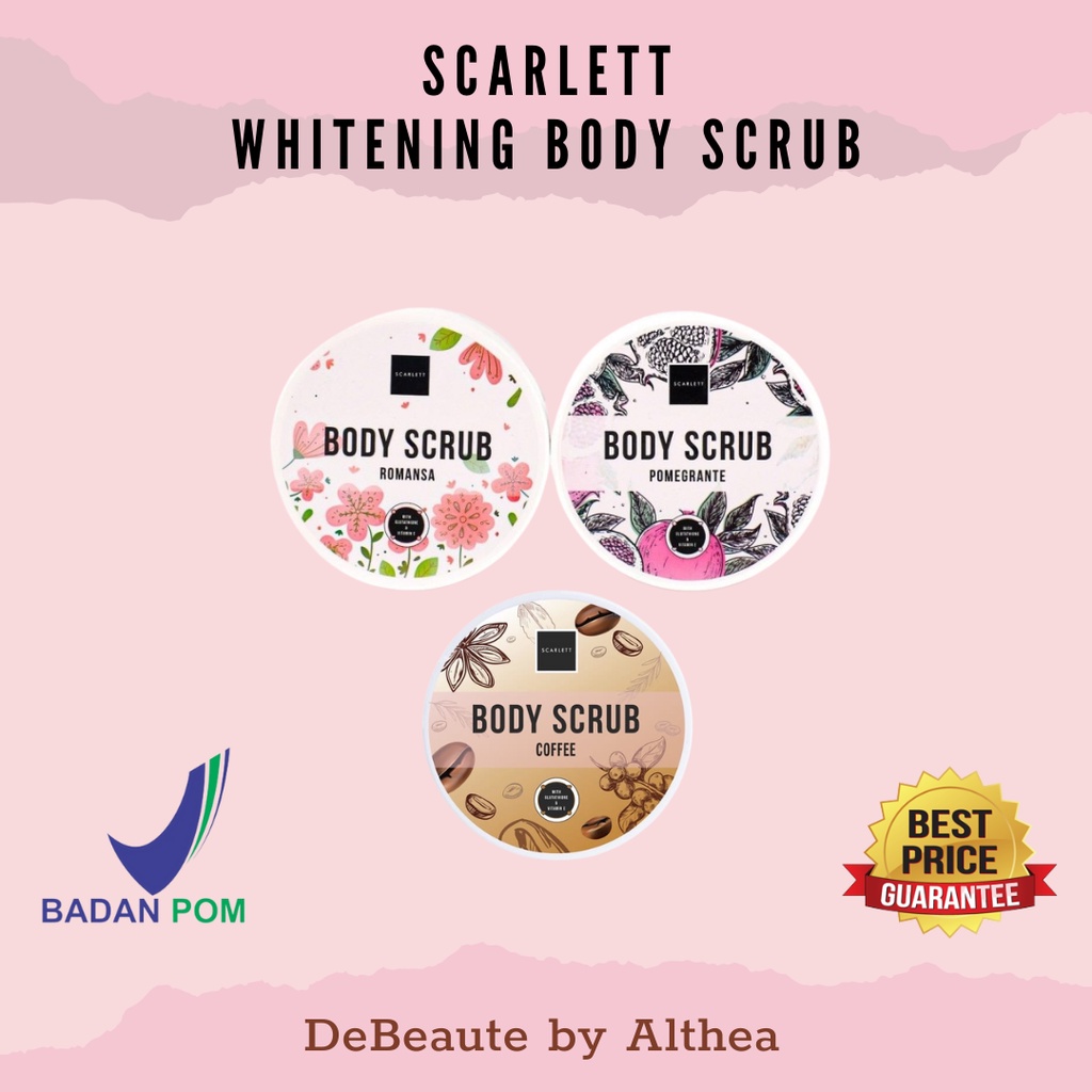 Scarlett Whitening Body Scrub (LULUR) - Coffee | Romansa | Pomegranate | Jolly | Charming