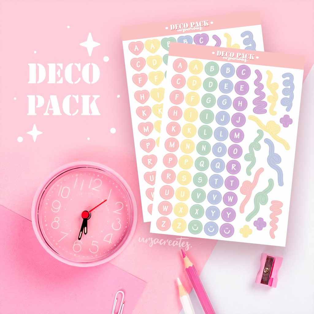 

[Deco Pack] Stiker Deco Photocard Polaroid Journal Alphabet Huruf Confetti Warna Pastel