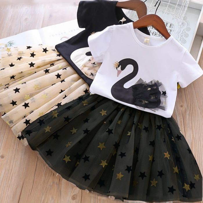 [Brandedbaby] SETELAN ANAK PEREMPUAN IMPORT/ CASUAL SET ANAK PEREMPUAN SWAN/ ROK TUTU ANAK PEREMPUAN