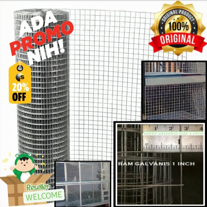 Kawat Loket Galvanis 1" Panjang 10 Meter Kawat Ram Ayakan Bangunan Proyek Kawat Kandang Unggas Burun