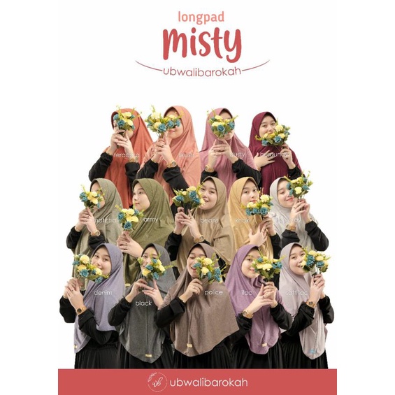 Jilbab Slem Longpad Misty UB Walibarokah/Jilbab Instan/Jilbab Longpad