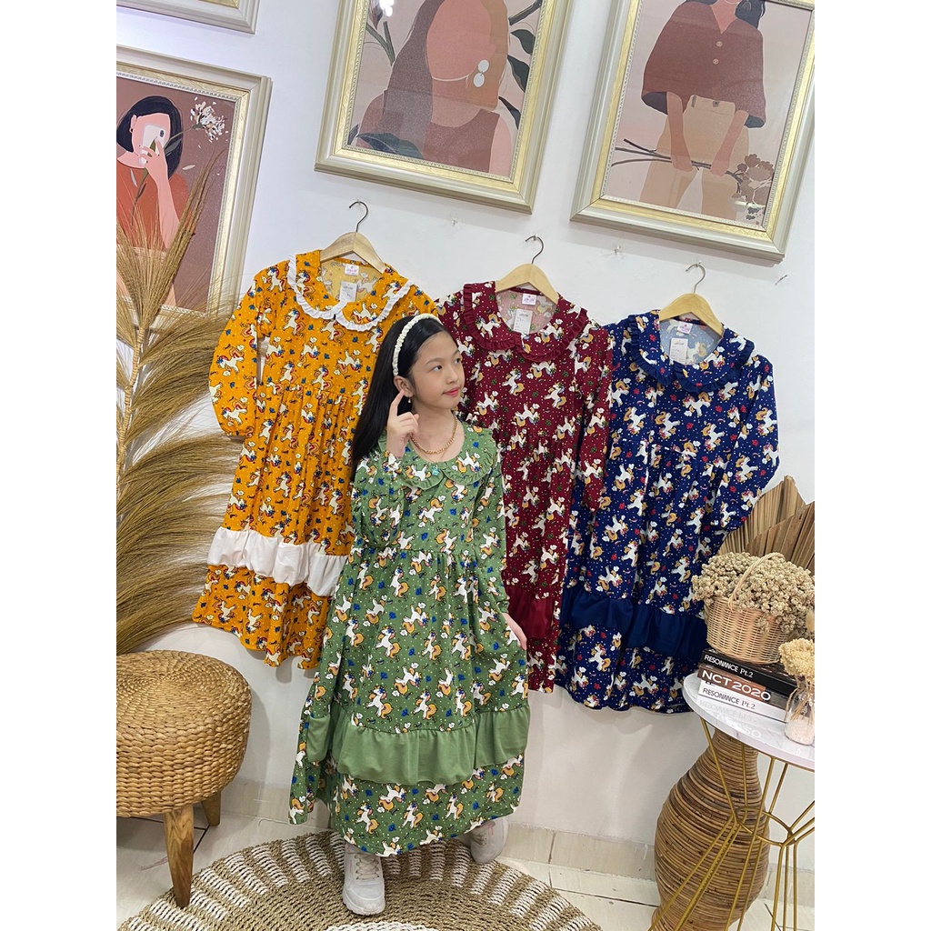 GAMIS ANAK LATIN FASHION 6-10 BAHAN VOXY PREMIUM BAJU MUSLIM  GAMIS  ANAK TANGGUNG REMAJA