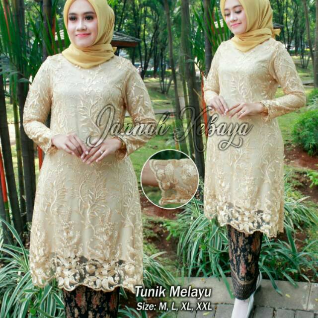 Setelan tunik Melayu, (tunik+rok plisket)