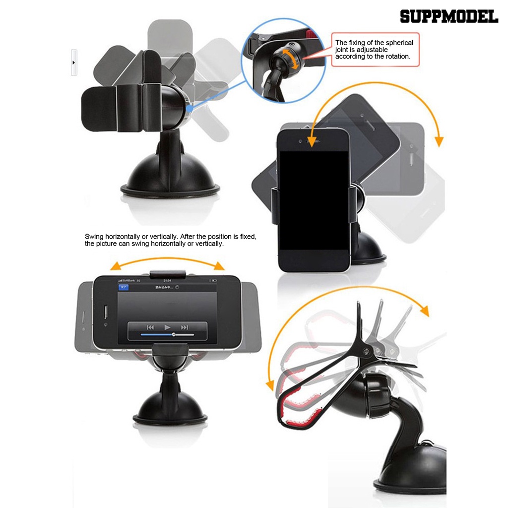 Sdl Stand Holder / Dudukan Ponsel Universal Rotasi 360 Derajat Flexible Untuk Kaca Depan Mobil