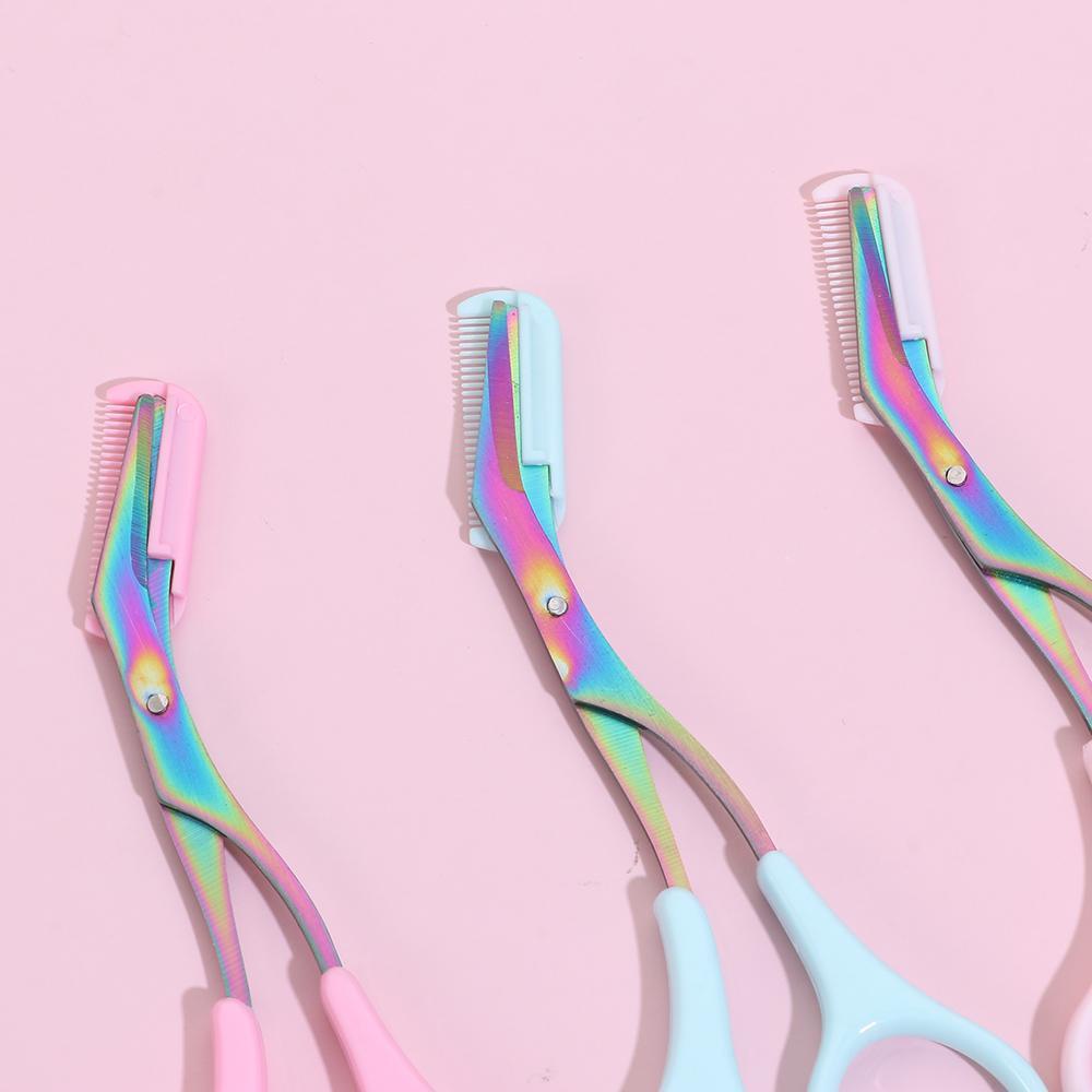 2 / 4 / 6pcs Gunting Pemangkas Alis Portable Dengan Sisir