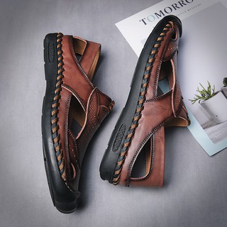 Sepatu Sandal  Pria  Bahan Kulit Gaya Romawi Klasik untuk 
