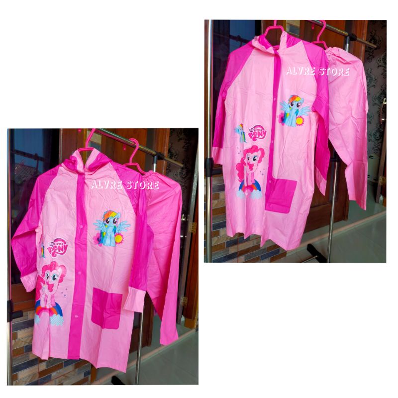 Jas Hujan Anak Setelan Jaket Celana Karakter+Backpack Mantel anak backpack 886