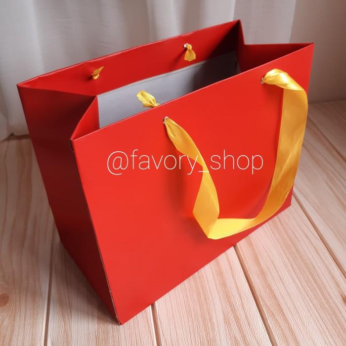 Paper Bag Merah Polos / Shopping Bag / Tas Kertas ukuran 29 x 15 x 23