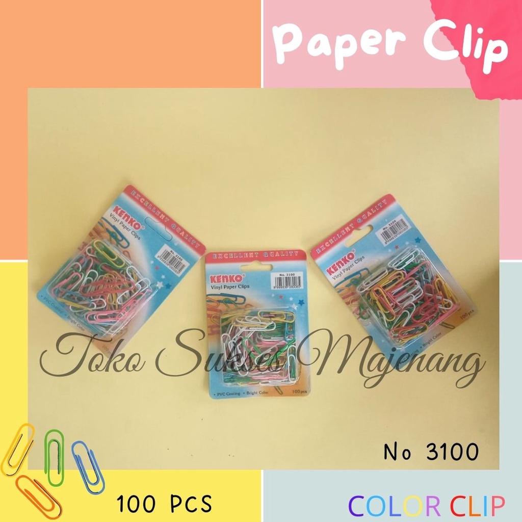 

Kenko Paper Clip Warna Warni No. 3100 / PAPER CLIP / PAPER CLIP WARNA / PENJEPIT KERTAS