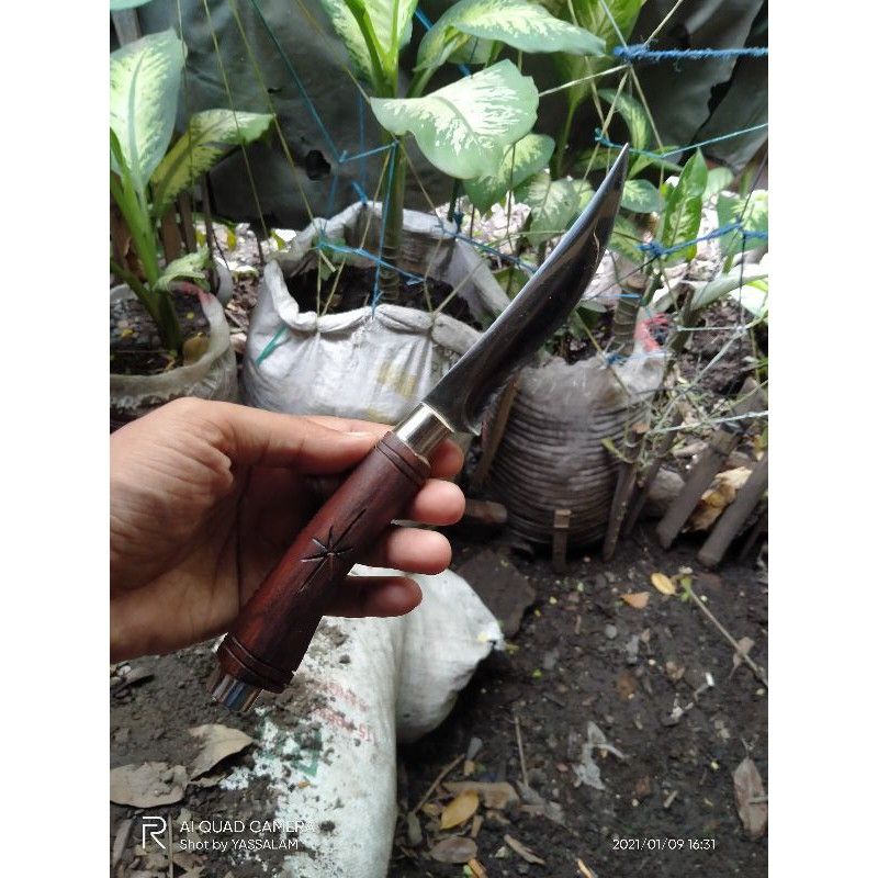 pisau baja putih model damaskus turki.baja putih