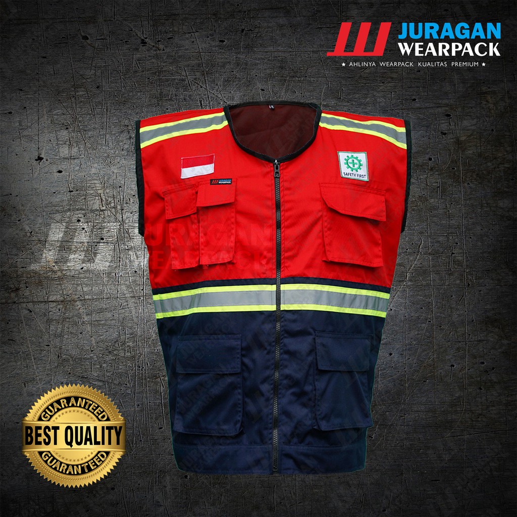 Rompi Safety Warna Merah Kombinasi Biru Navy | Shopee Indonesia