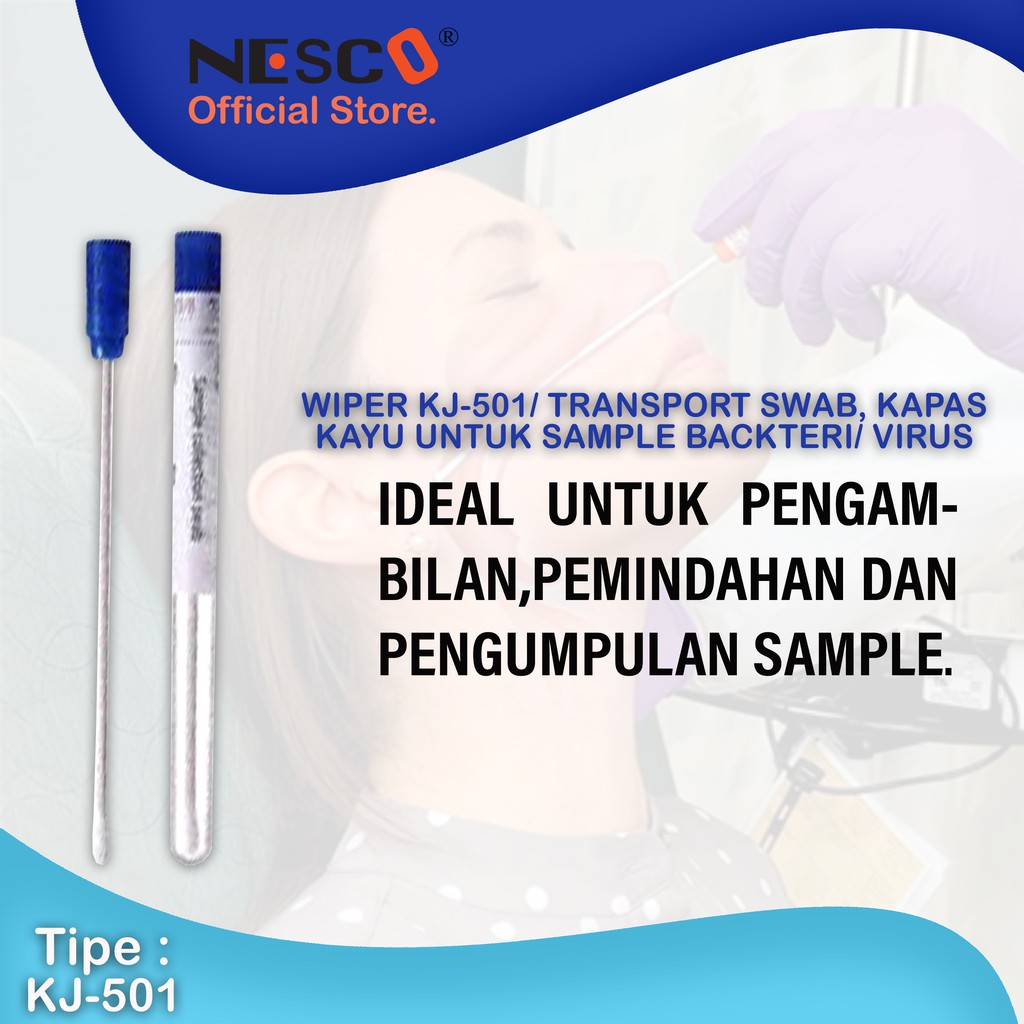 Wiper KJ-501/ Transport Swab, Kapas Kayu untuk Sample Backteri/ virus