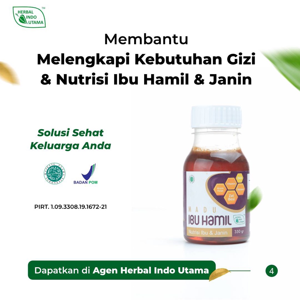 Madu Herbal HIU Nutrisi Ibu Hamil dan janin (Herbal Indo Utama) obat keguguran mual lemas