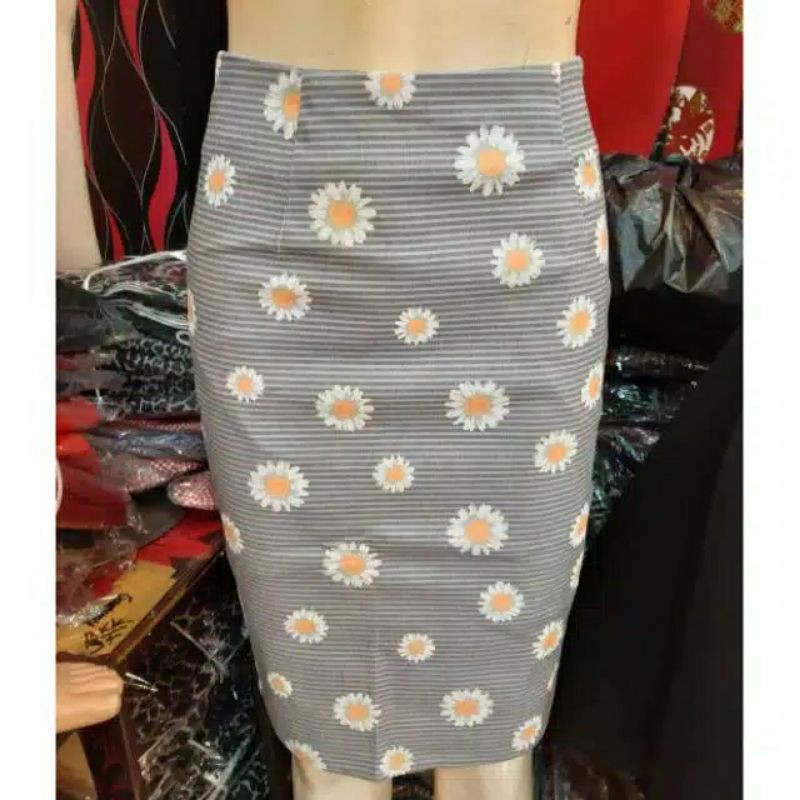Rok Mini Daisy Rok Pendek Model High Waist  Rok Span Flower Bunga