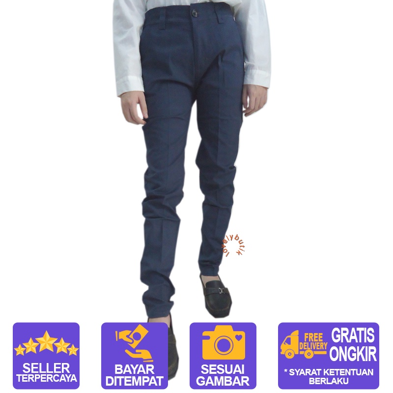 Lovelybutik - Celana Chino Wanita Celana Kerja Katun Twin Pensil Skinny