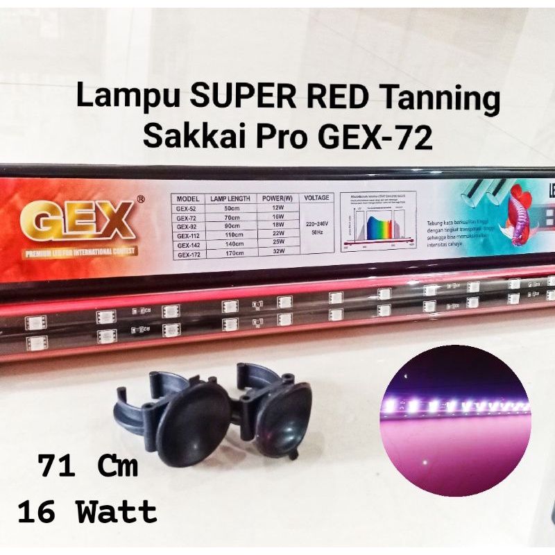 Lampu LED Tanning Arwana GEX-72 / tanning 2 baris Double LED Aquarium