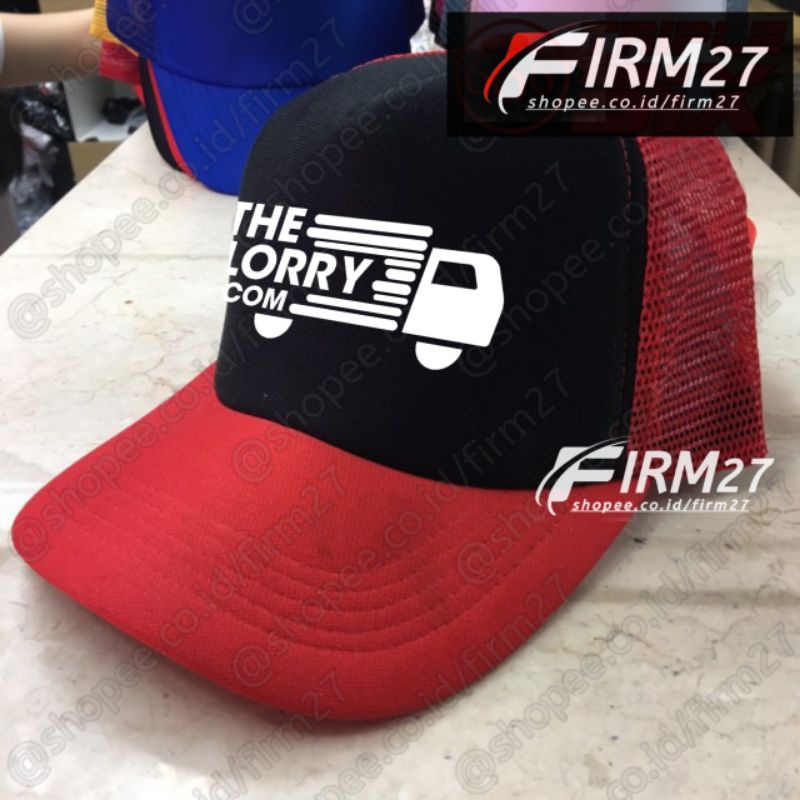Topi THE LORRY Trucker/Jaring | Versi Topi Merah-Hitam-Merah