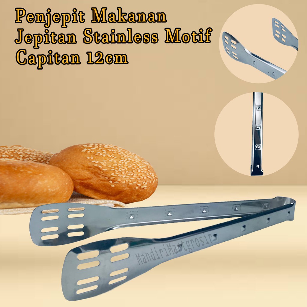 Jepitan Stainless Motif *Penjepit Makanan * 12cm