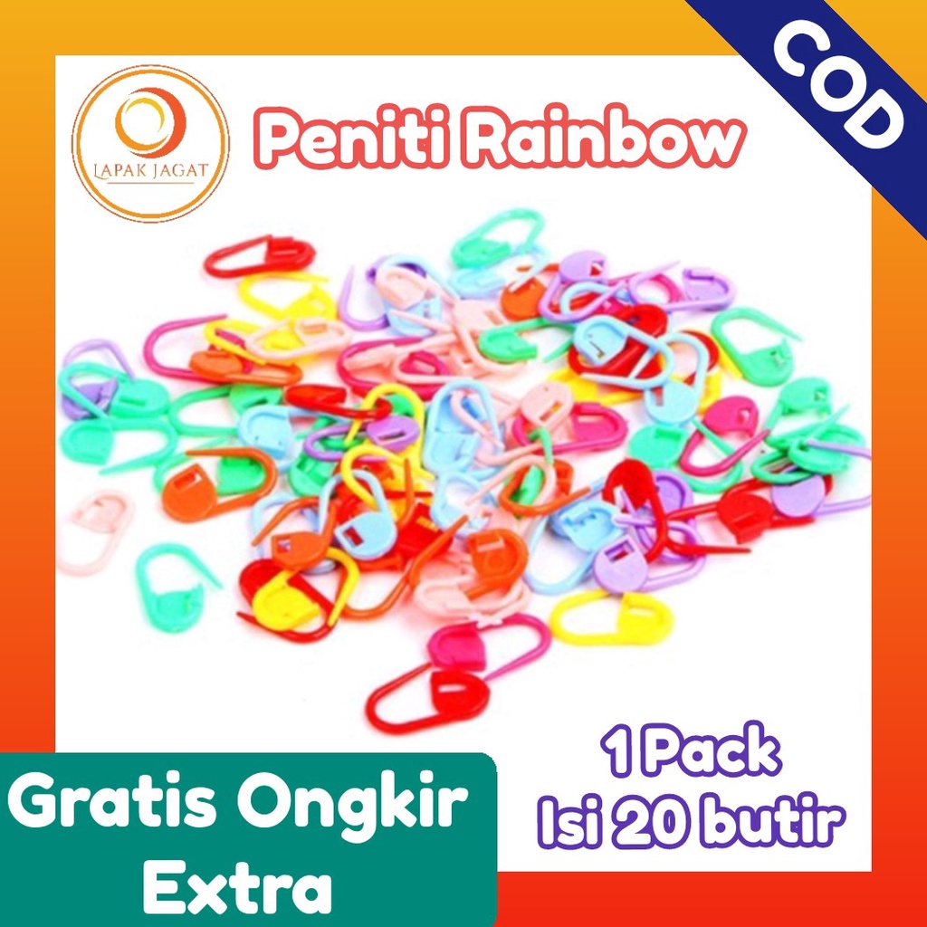 Peniti Hijab Plastik Peniti Jilbab Kerudung Peniti Pelastik Rainbow Isi 20 Pcs