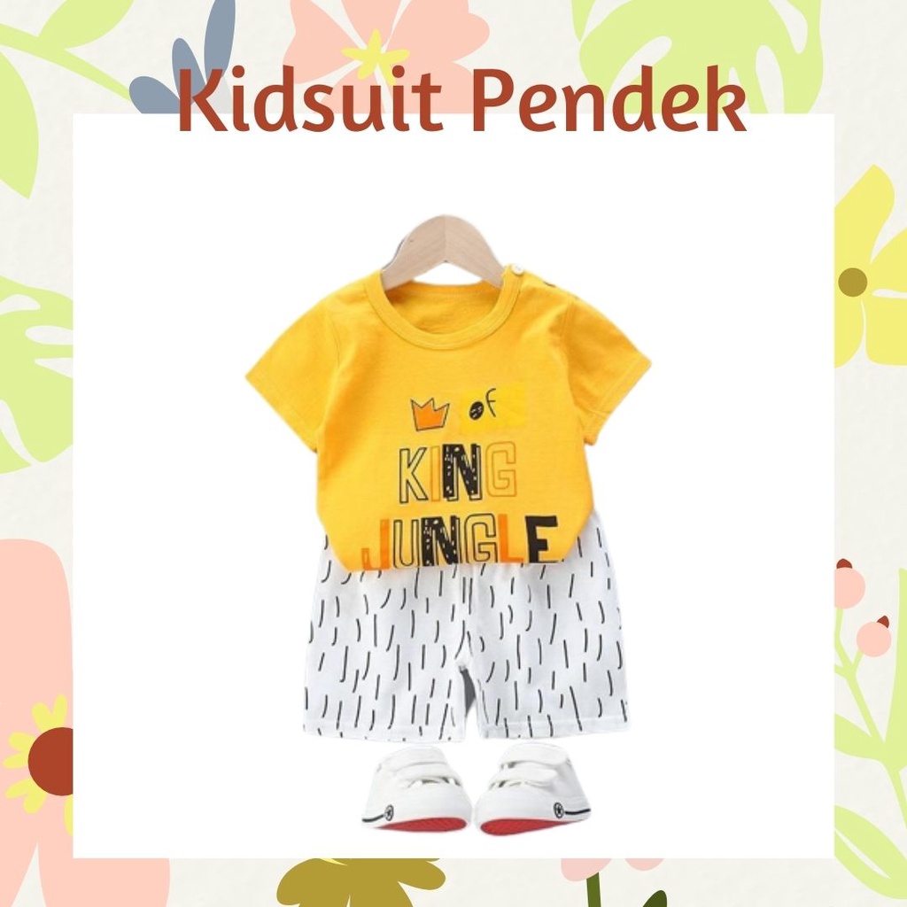 Plazababyku KIDS SUIT PENDEK Setelan Anak Bahan Kaos Lengan + Celana Berkualitas 0-3 Tahun ebv