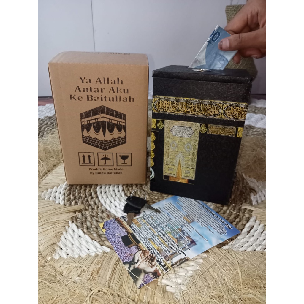 [KECIL PAKAI KUNCI] READY CELENGAN UNIK VIRAL MINIATUR KA'BAH PAKAI KUNCI UKURAN 9X9X16CM-2