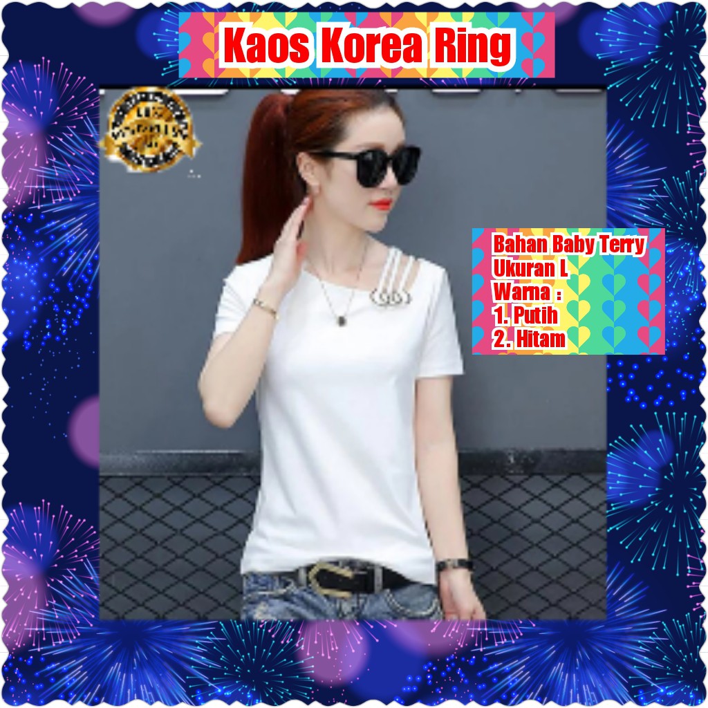 QFS KAOS KOREA RING LENGAN PENDEK / HITAM / PUTIH